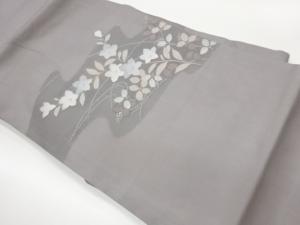 紗 流水に草花模様織出し名古屋帯